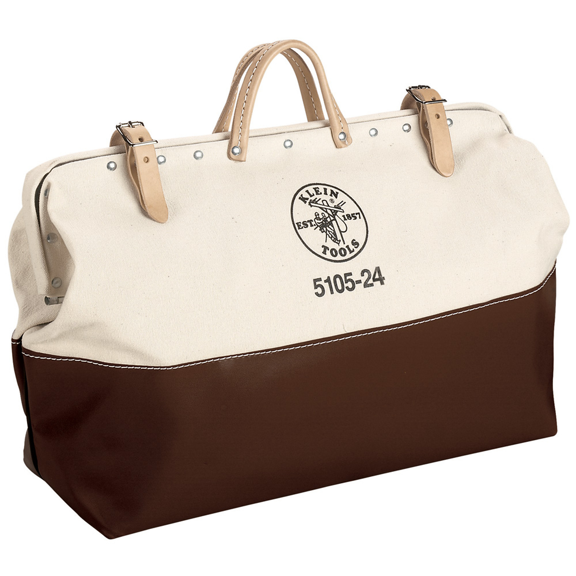 Klein Tools High-Bottom Canvas Tool Bag — 24in., Heavy-Duty, Moisture-Resistant, Model# 5105-24